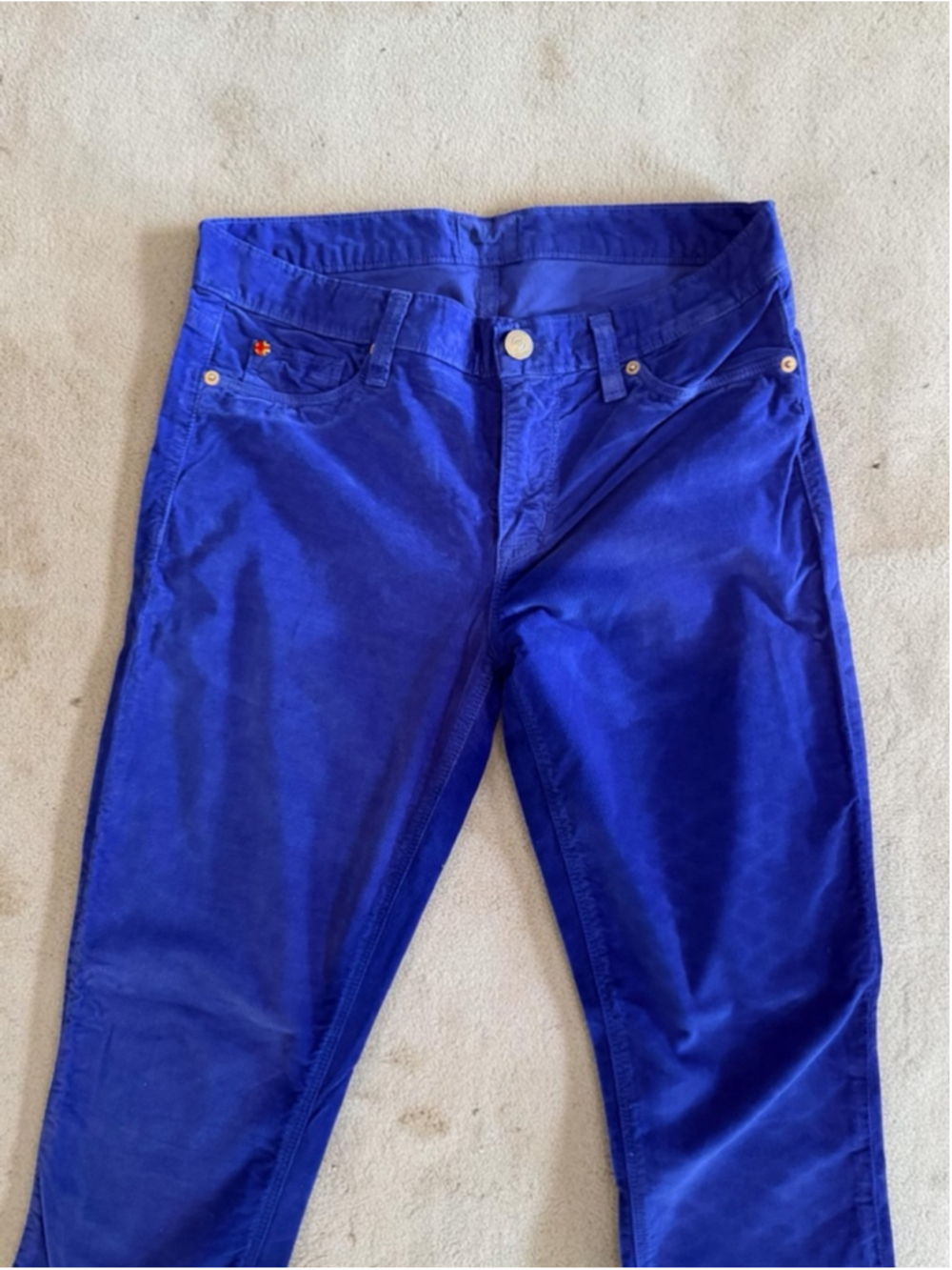 💙 Hudson Velvet Skinny Jeans Electric Blue Size 28 Statement Pants - Picture 3 of 9